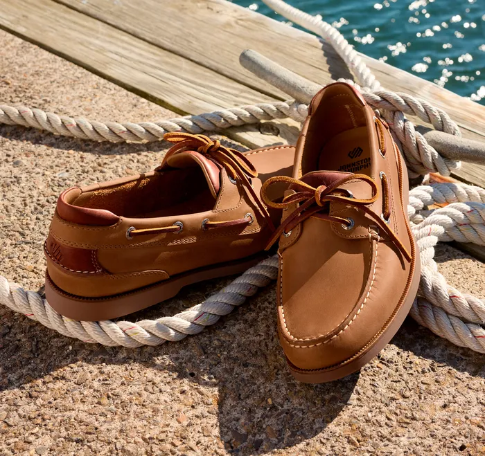 SlipOns and Loafers Johnston and Murphy Men Ventura 2Eye Boat Shoe Tan Full Grain