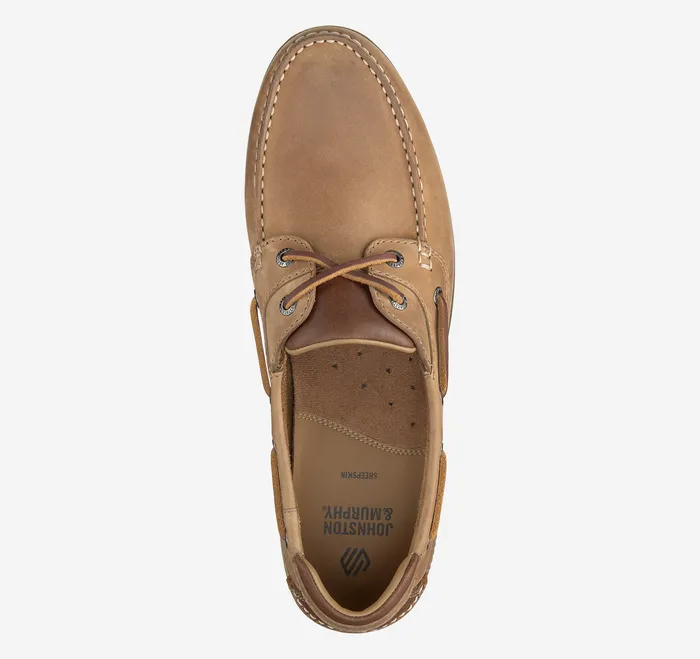 SlipOns and Loafers Johnston and Murphy Men Ventura 2Eye Boat Shoe Tan Full Grain