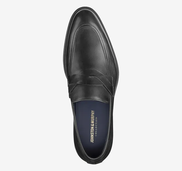 SlipOns and Loafers Men Johnston and Murphy Flynch Braided Strap Loafer Black Italian Calfskin