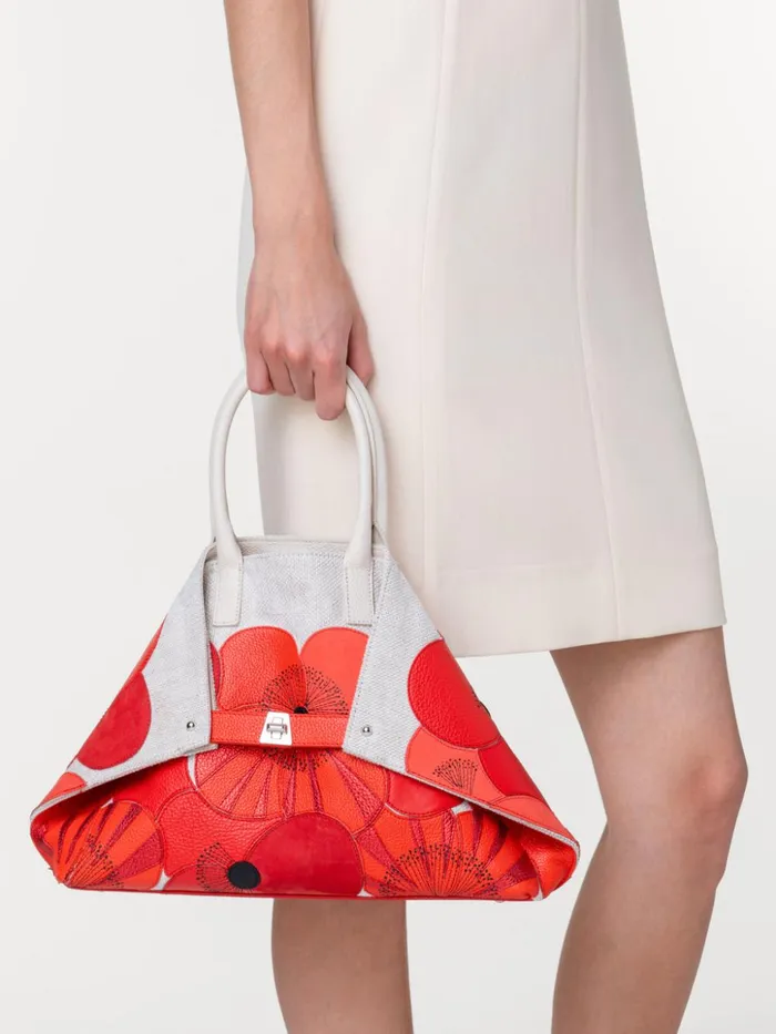 Small Ai Messenger Bag In Poppies On Canvas Patchwork Multicolor Women Akris Tote Bags