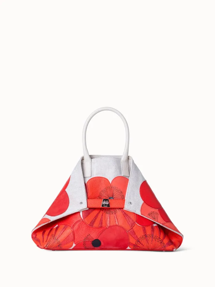 Small Ai Messenger Bag In Poppies On Canvas Patchwork Multicolor Women Akris Tote Bags