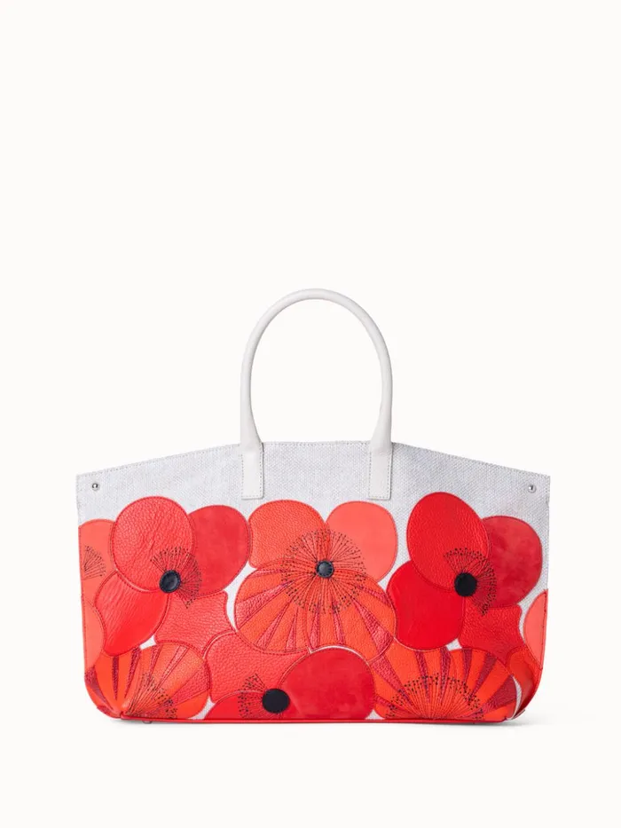 Small Ai Messenger Bag In Poppies On Canvas Patchwork Multicolor Women Akris Tote Bags
