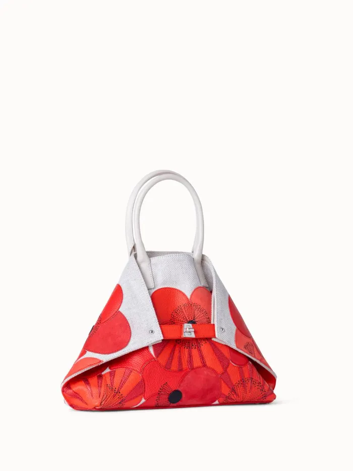 Small Ai Messenger Bag In Poppies On Canvas Patchwork Multicolor Women Akris Tote Bags