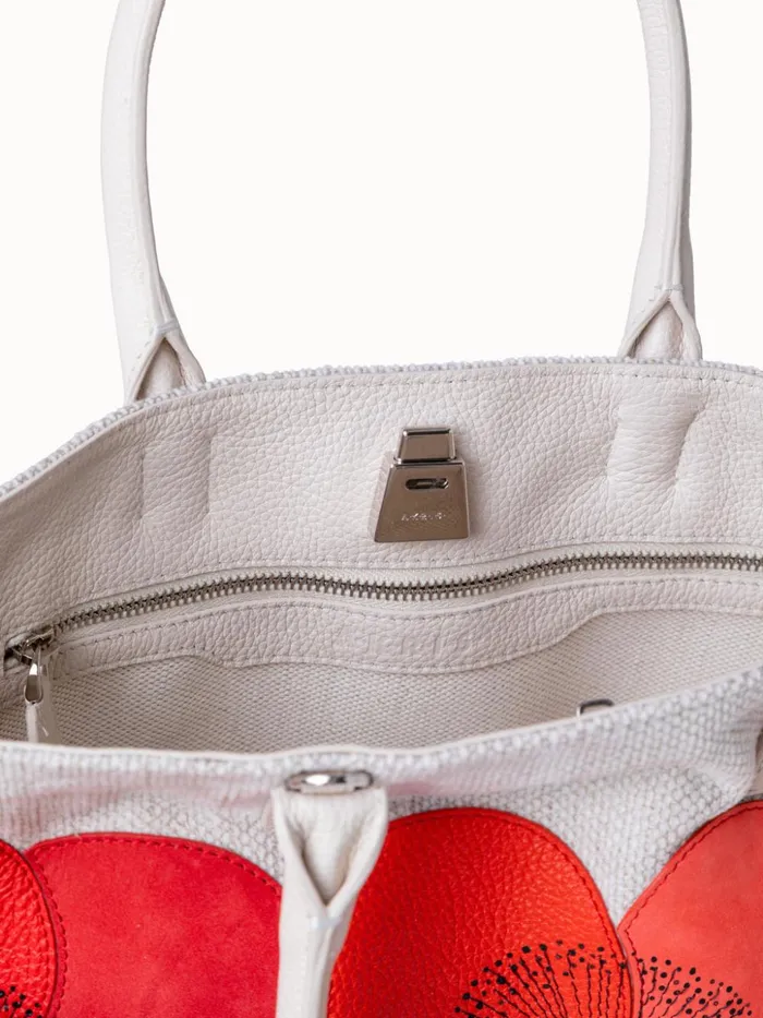 Small Ai Messenger Bag In Poppies On Canvas Patchwork Multicolor Women Akris Tote Bags