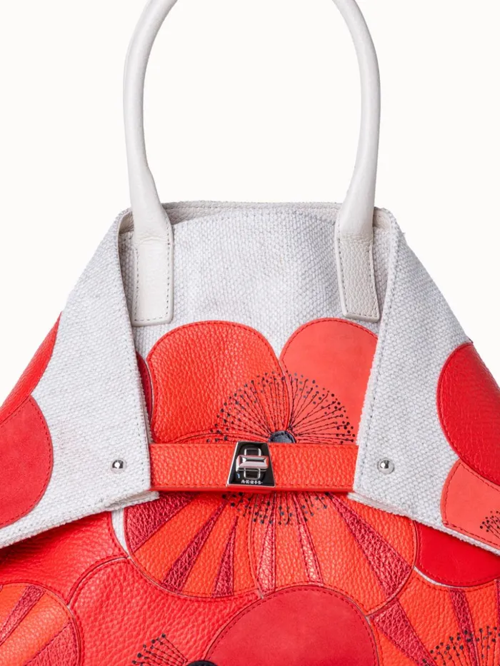 Small Ai Messenger Bag In Poppies On Canvas Patchwork Multicolor Women Akris Tote Bags