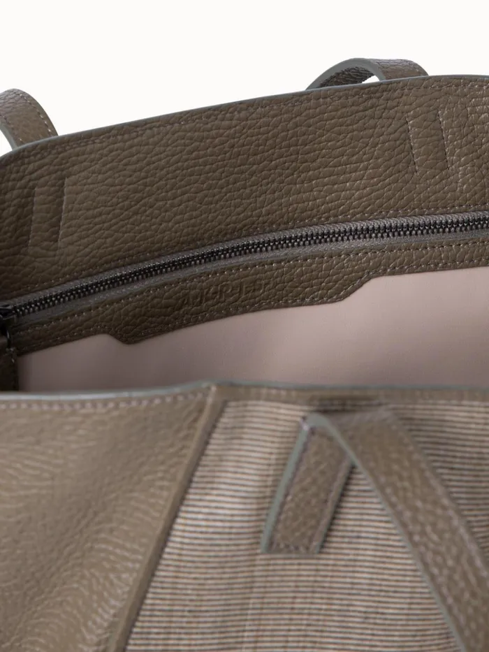 Small Ai Shoulder Bag In Leather And Horsehair Dusty Olive Women Akris Shoulder Bags
