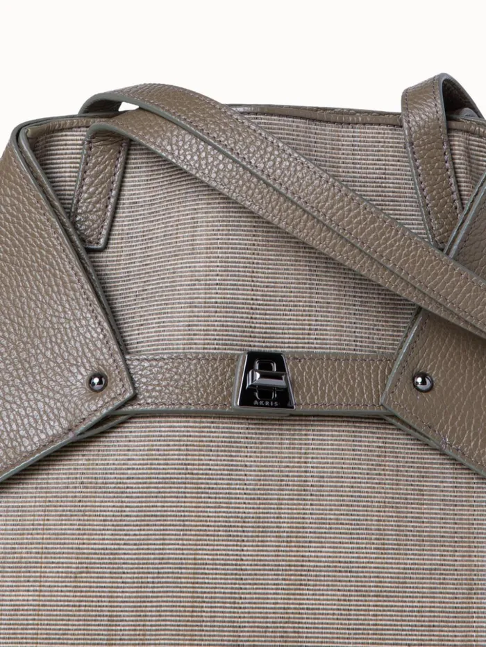 Small Ai Shoulder Bag In Leather And Horsehair Dusty Olive Women Akris Shoulder Bags