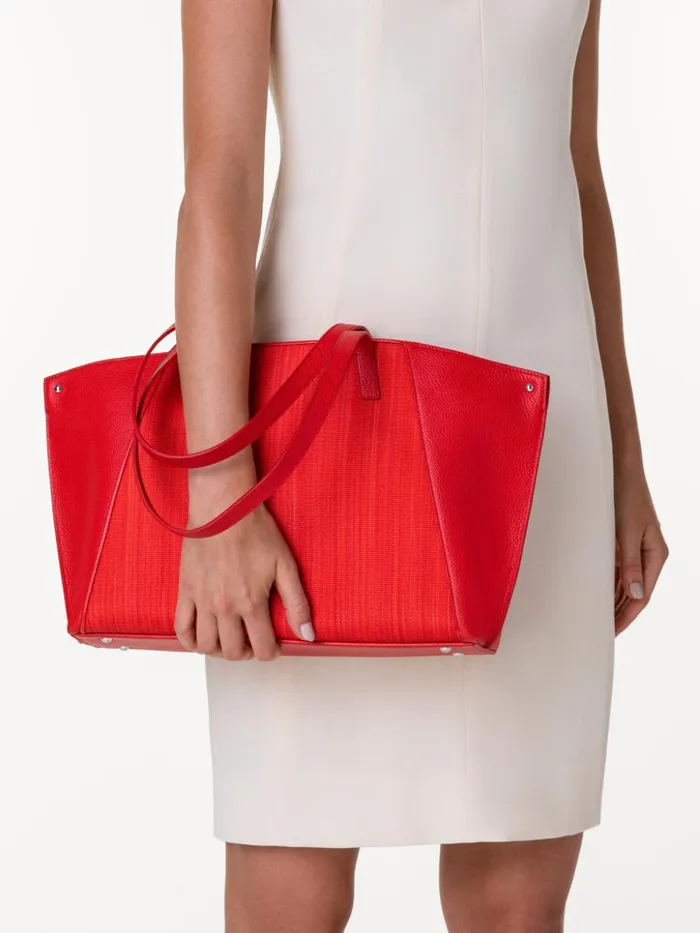 Small Ai Shoulder Bag In Leather And Horsehair Scarlet Women Akris Tote Bags