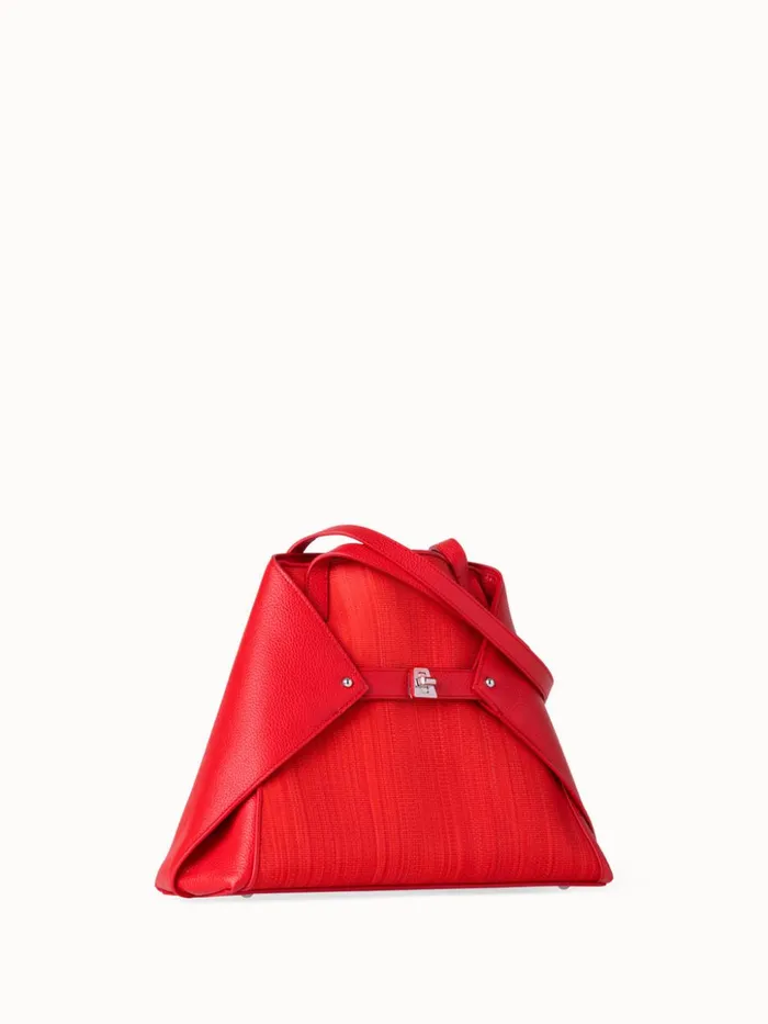 Small Ai Shoulder Bag In Leather And Horsehair Scarlet Women Akris Tote Bags