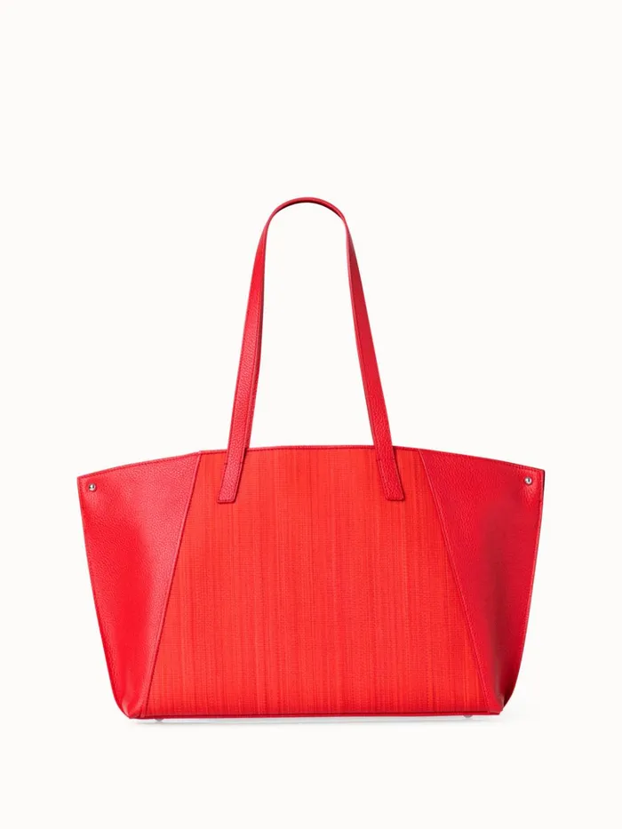Small Ai Shoulder Bag In Leather And Horsehair Scarlet Women Akris Tote Bags