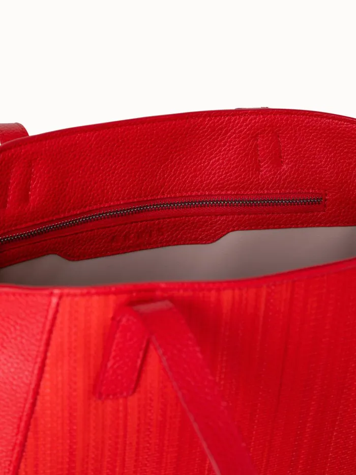 Small Ai Shoulder Bag In Leather And Horsehair Scarlet Women Akris Tote Bags