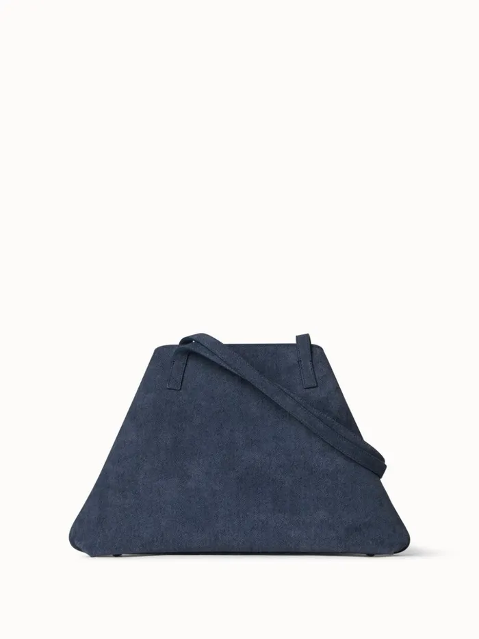 Small Ai Shoulder Bag In Suede Leather With Denim Look Indigo Women Akris Tote Bags