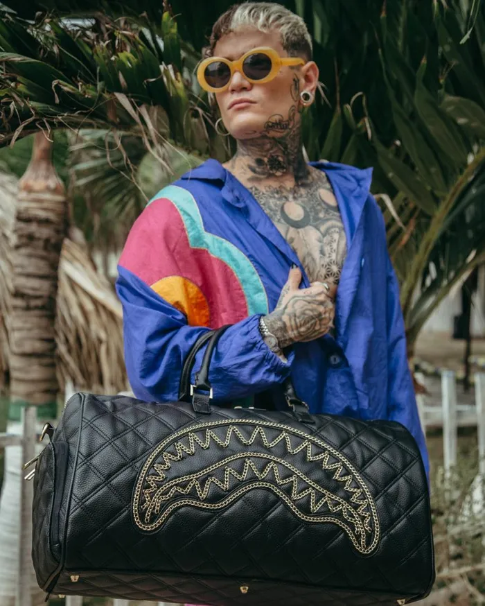 SPRAYGROUND Duffles NOIR QUILT GOLD CHAIN SHARK DUFFLE 8211 Universal