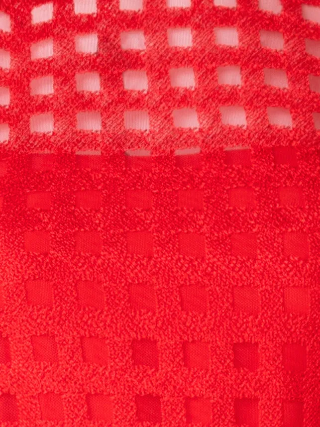 Square Embroidery On Tulle Gown Red Women Akris Dresses