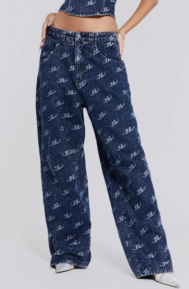 Statement Jeans Women Jaded London Monogram Baggy Jeans
