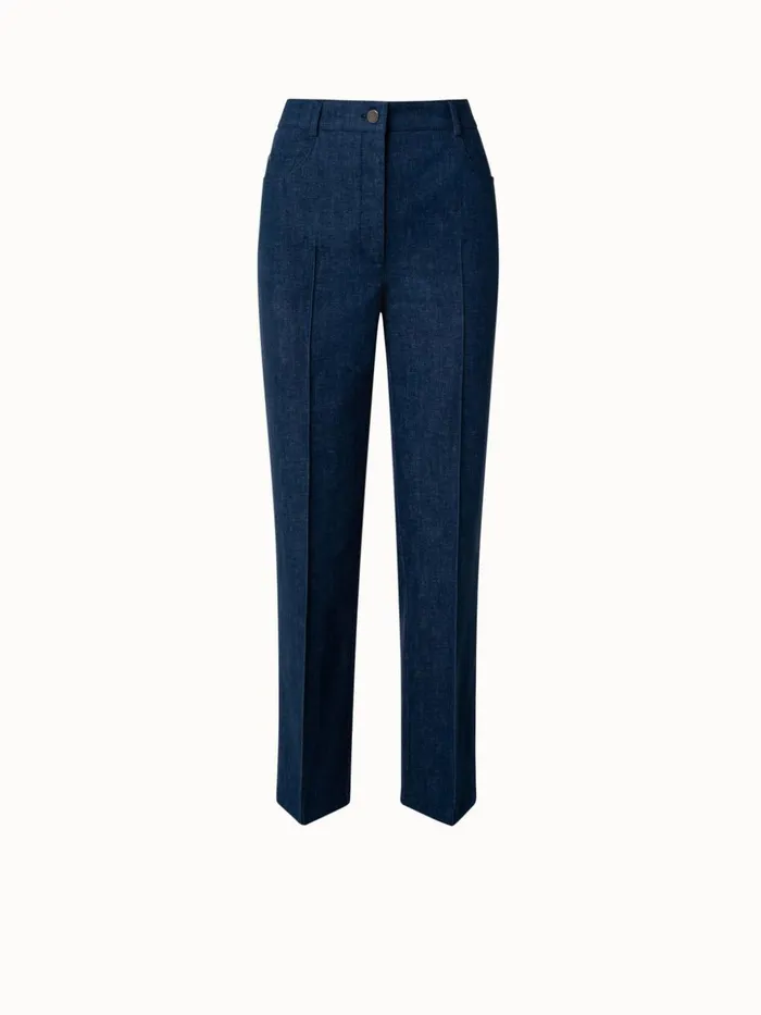 Stretch Denim Cropped Straight Leg Pants Denim Women Akris Pants