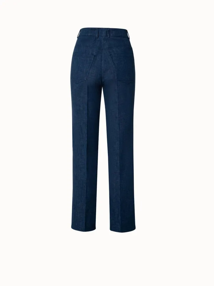 Stretch Denim Cropped Straight Leg Pants Denim Women Akris Pants
