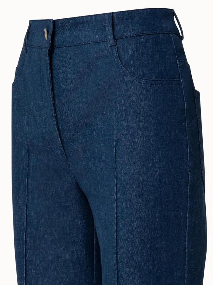 Stretch Denim Cropped Straight Leg Pants Denim Women Akris Pants