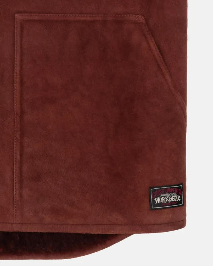 Stussy Outerwear REVERSIBLE SHEARLING WORKGEAR VEST Burgundy 8211 MenWomen Stussy Outerwear REVERSIBLE SHEARLING WORKGEAR VEST Burgundy 8211 MenWomen