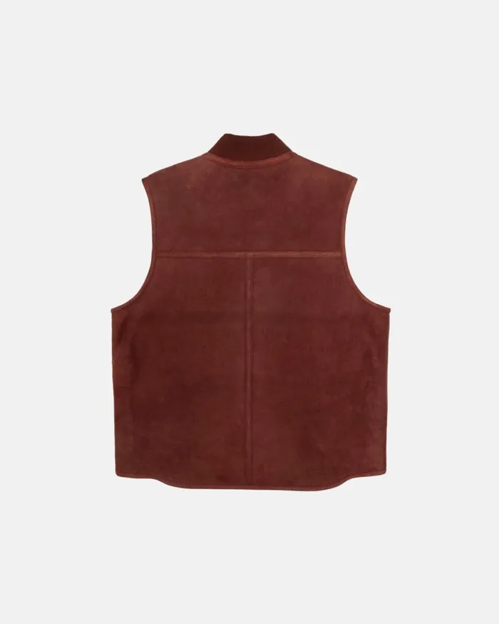 Stussy Outerwear REVERSIBLE SHEARLING WORKGEAR VEST Burgundy 8211 MenWomen Stussy Outerwear REVERSIBLE SHEARLING WORKGEAR VEST Burgundy 8211 MenWomen