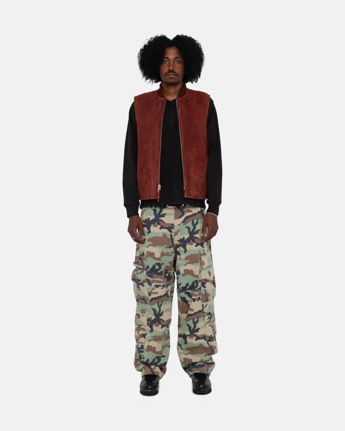 Stussy Outerwear REVERSIBLE SHEARLING WORKGEAR VEST Burgundy 8211 MenWomen Stussy Outerwear REVERSIBLE SHEARLING WORKGEAR VEST Burgundy 8211 MenWomen
