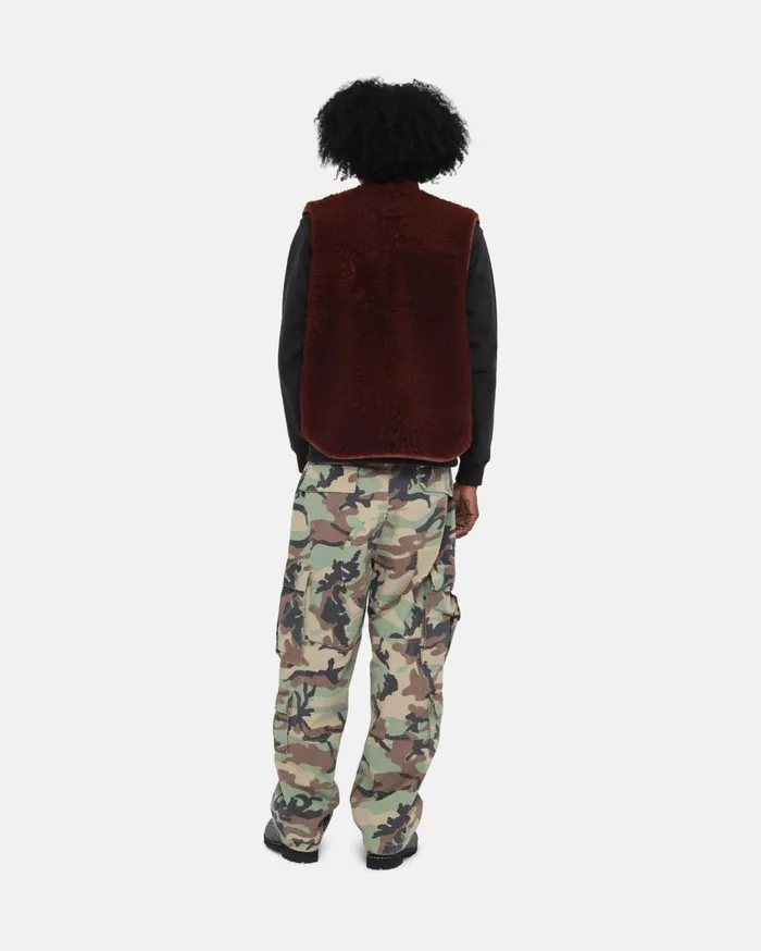 Stussy Outerwear REVERSIBLE SHEARLING WORKGEAR VEST Burgundy 8211 MenWomen Stussy Outerwear REVERSIBLE SHEARLING WORKGEAR VEST Burgundy 8211 MenWomen