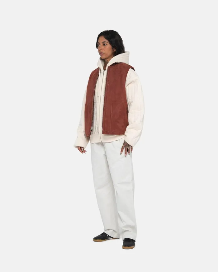 Stussy Outerwear REVERSIBLE SHEARLING WORKGEAR VEST Burgundy 8211 MenWomen Stussy Outerwear REVERSIBLE SHEARLING WORKGEAR VEST Burgundy 8211 MenWomen