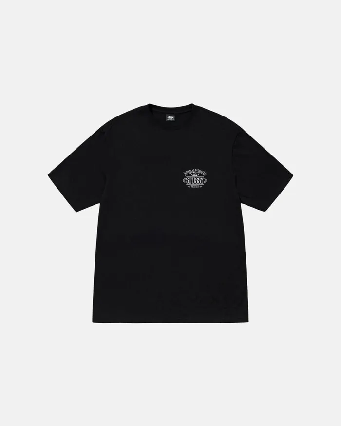 Stussy Tees WORLDWIDE TEE PIGMENT DYED Black 8211 MenWomen