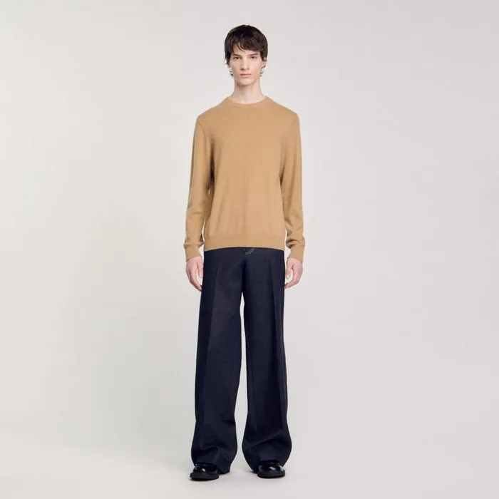 Sweaters and Cardigans Men SANDRO Cashmere Sweater Camel Sweaters and Cardigans Men SANDRO Cashmere Sweater Camel