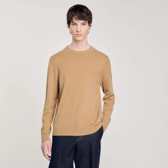 Sweaters and Cardigans Men SANDRO Cashmere Sweater Camel Sweaters and Cardigans Men SANDRO Cashmere Sweater Camel