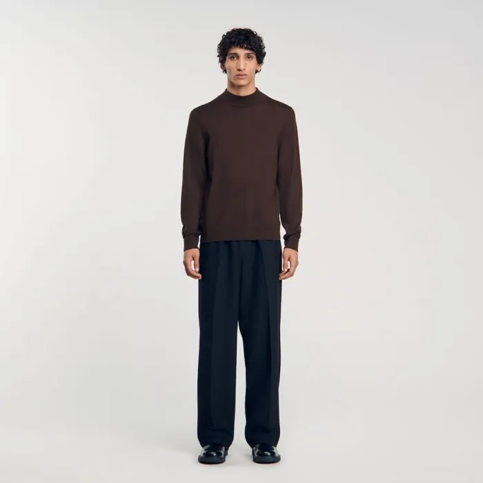 Sweaters and Cardigans Men SANDRO Funnel Neck Sweater Chocolate