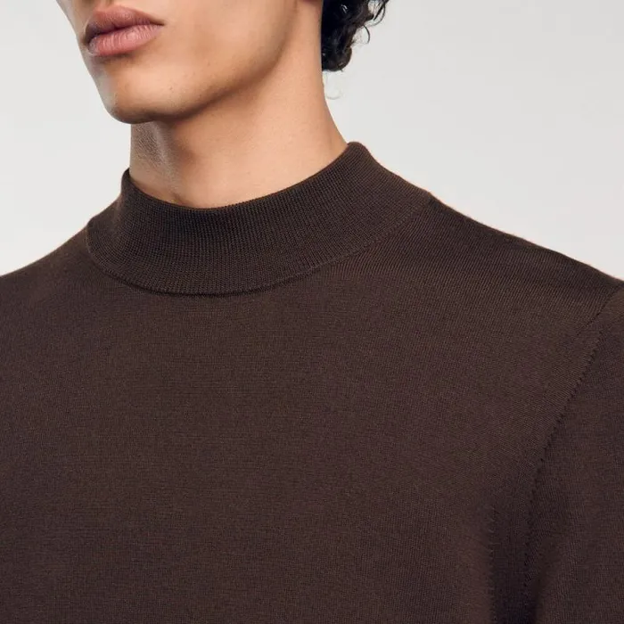 Sweaters and Cardigans Men SANDRO Funnel Neck Sweater Chocolate