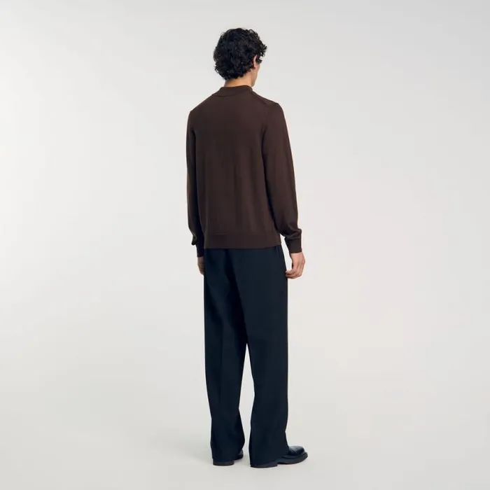 Sweaters and Cardigans Men SANDRO Funnel Neck Sweater Chocolate