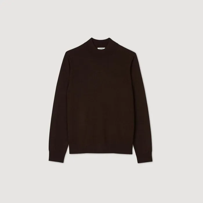 Sweaters and Cardigans Men SANDRO Funnel Neck Sweater Chocolate
