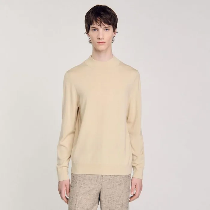 Sweaters and Cardigans Men SANDRO Funnel Neck Sweater Cream