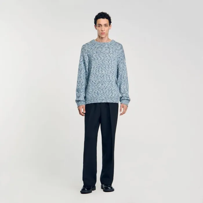 Sweaters and Cardigans Men SANDRO Marled Knit Sweater Sky Blue Sweaters and Cardigans Men SANDRO Marled Knit Sweater Sky Blue