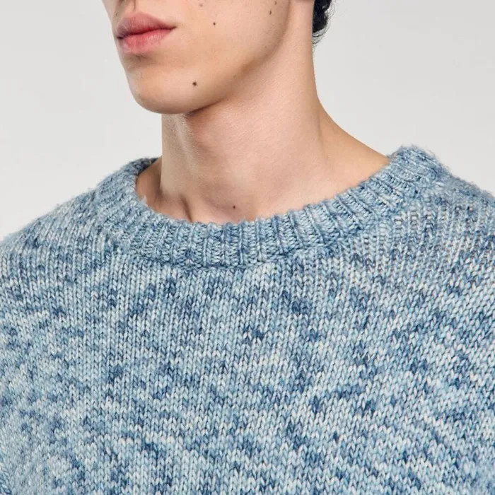Sweaters and Cardigans Men SANDRO Marled Knit Sweater Sky Blue Sweaters and Cardigans Men SANDRO Marled Knit Sweater Sky Blue