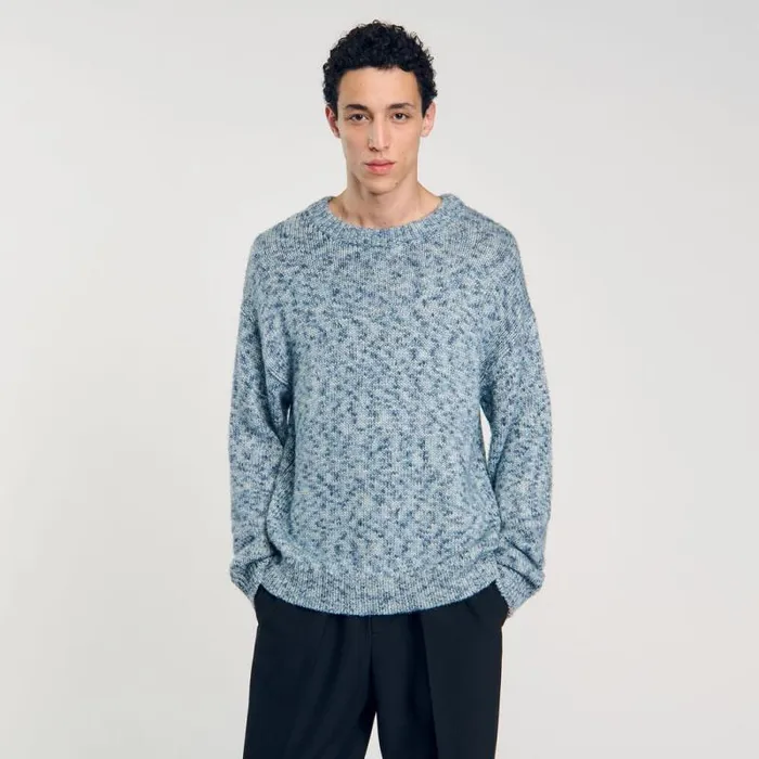 Sweaters and Cardigans Men SANDRO Marled Knit Sweater Sky Blue Sweaters and Cardigans Men SANDRO Marled Knit Sweater Sky Blue