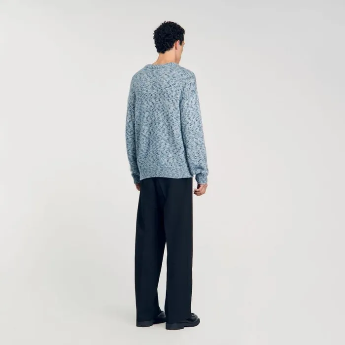 Sweaters and Cardigans Men SANDRO Marled Knit Sweater Sky Blue Sweaters and Cardigans Men SANDRO Marled Knit Sweater Sky Blue