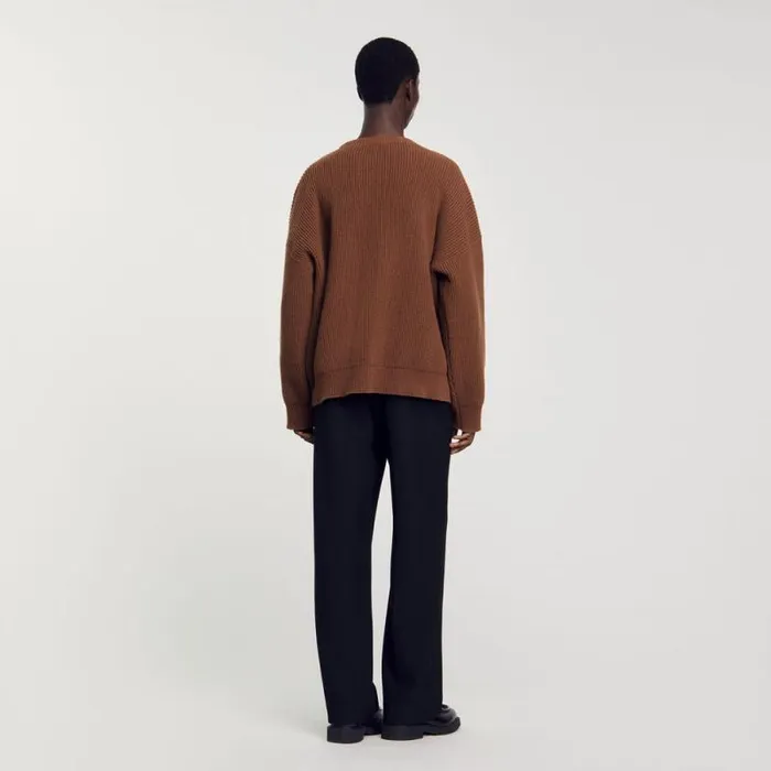 Sweaters and Cardigans Men SANDRO Rib Knit Sweater Caramel