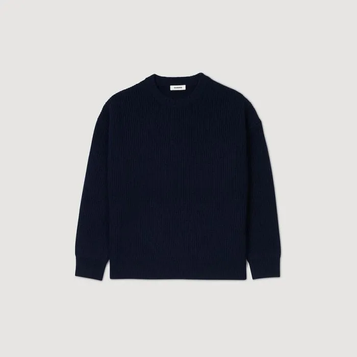 Sweaters and Cardigans Men SANDRO Rib Knit Sweater Navy Blue