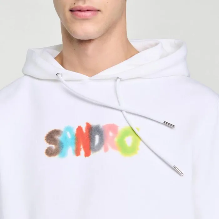 Sweaters and Cardigans Men SANDRO Wild Animals Hoodie White