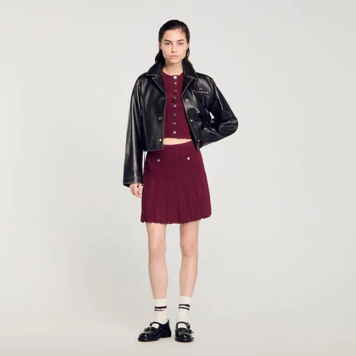 Sweaters and Cardigans Women SANDRO Cable Knit Cardigan Burgundy