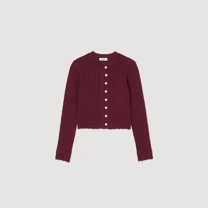Sweaters and Cardigans Women SANDRO Cable Knit Cardigan Burgundy