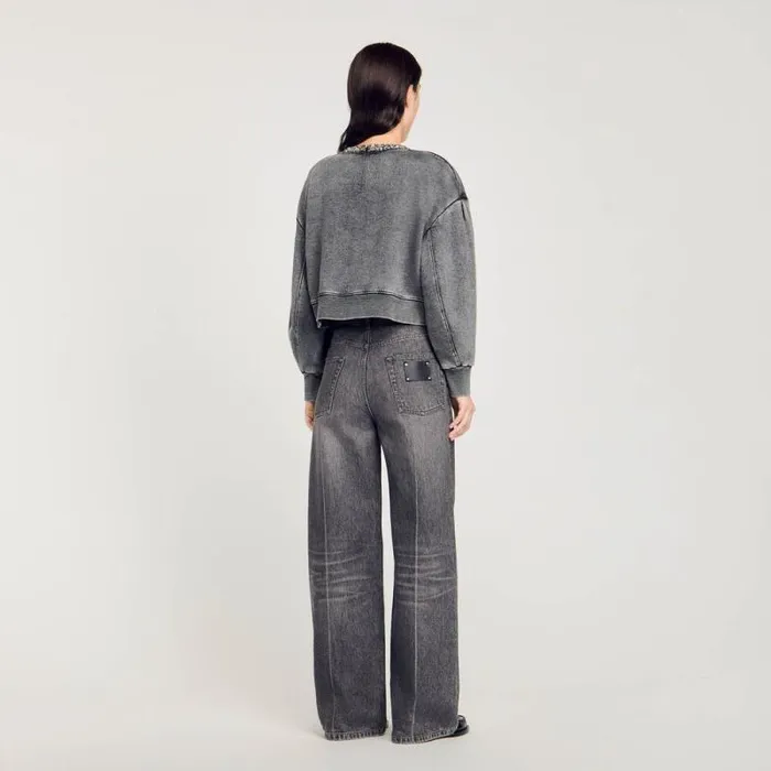 Sweaters and Cardigans Women SANDRO Jewellery Neck Sweatshirt Grey