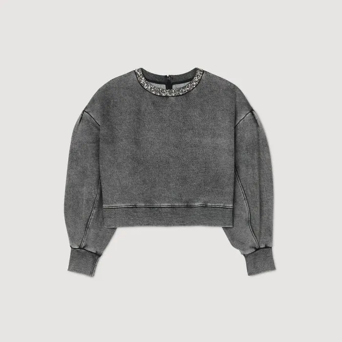 Sweaters and Cardigans Women SANDRO Jewellery Neck Sweatshirt Grey