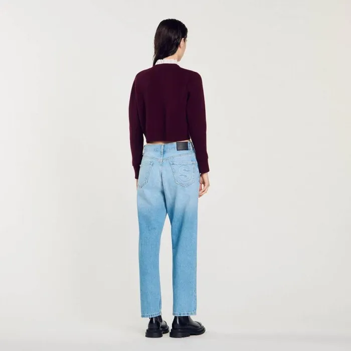 Sweaters and Cardigans Women SANDRO Knit Cardigan With Detachable Collar Burgundy