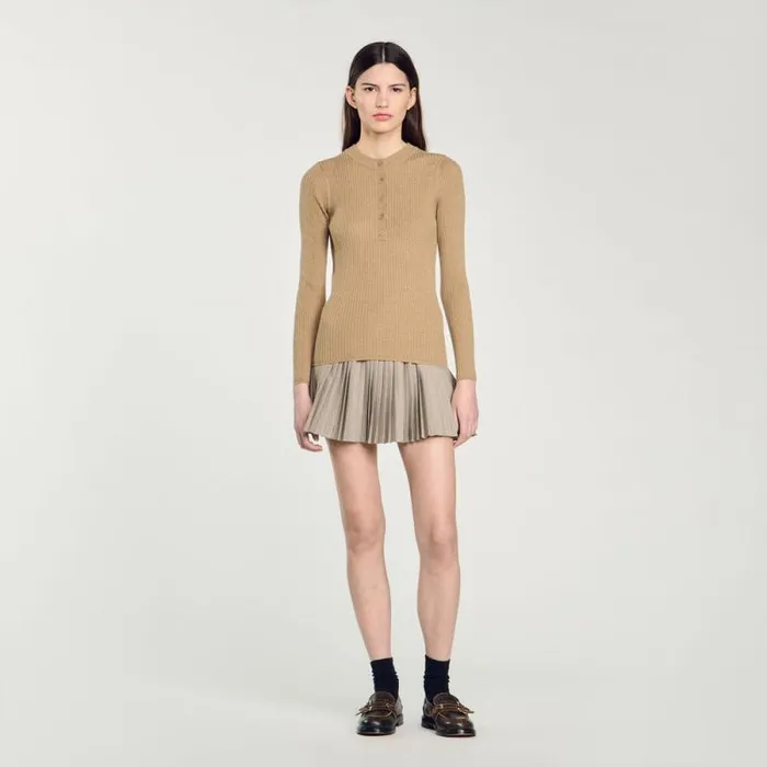 Sweaters and Cardigans Women SANDRO Rib Knit Sweater Olive Green
