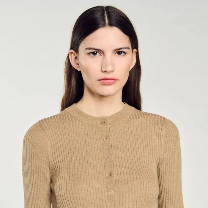Sweaters and Cardigans Women SANDRO Rib Knit Sweater Olive Green