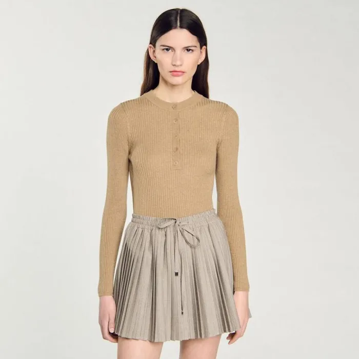 Sweaters and Cardigans Women SANDRO Rib Knit Sweater Olive Green